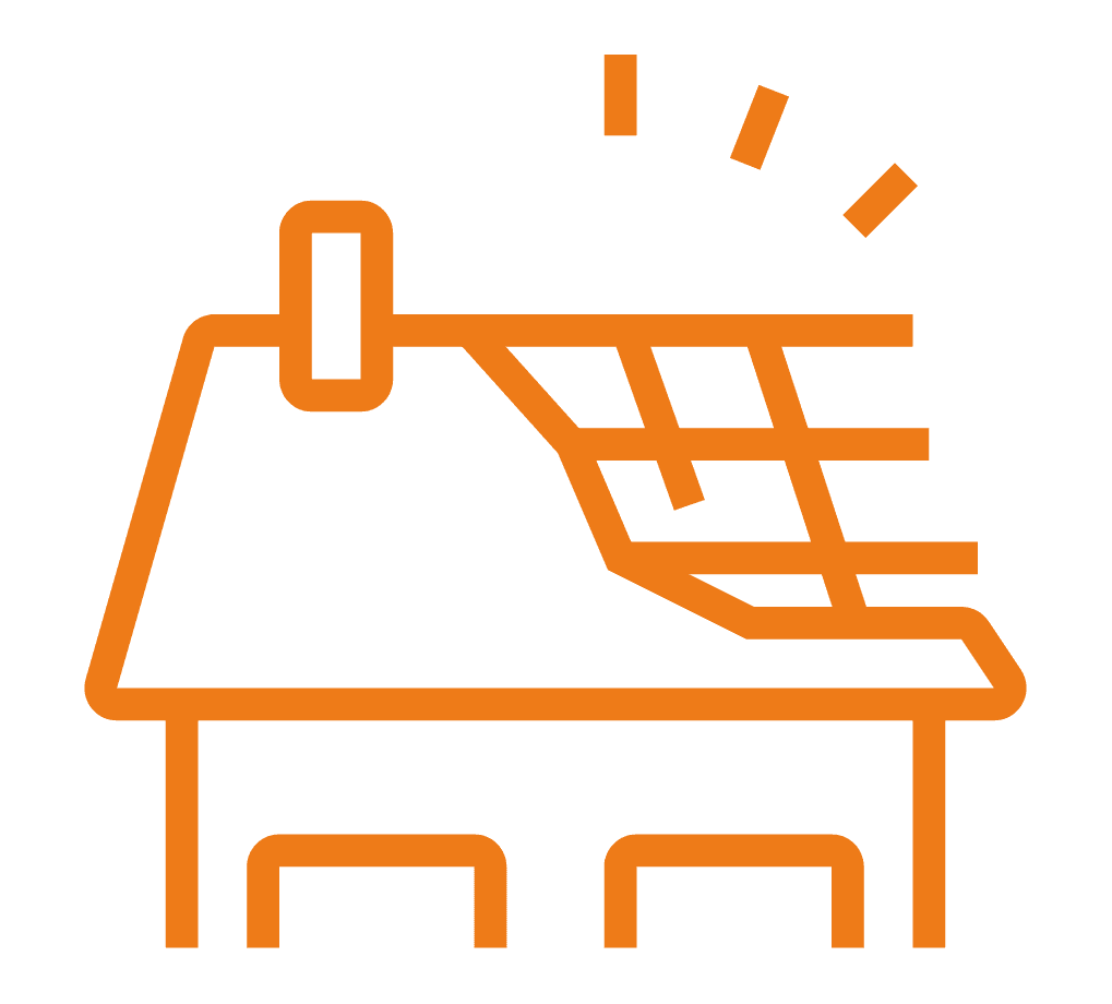 Icon of a house with roof detailing, representing roofing services